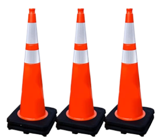 Three orange traffic cones