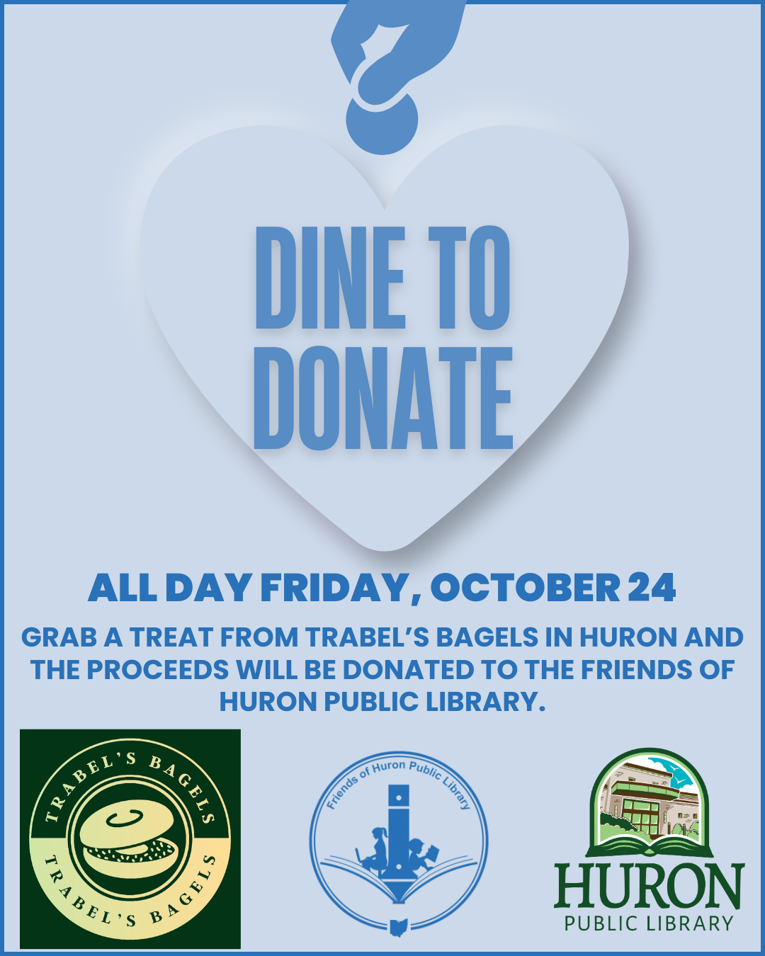A graphic for trabels bagels dine to donate on Friday, October 24