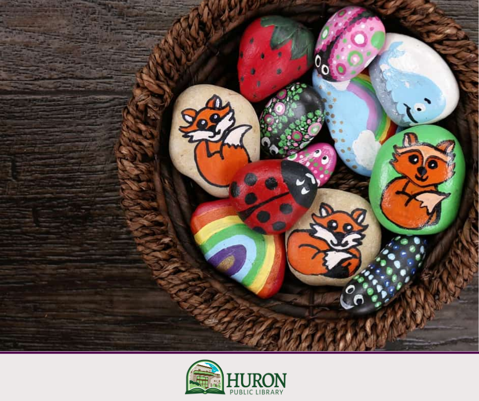 Baskett of painted rocks