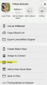 iphone printing step 3 - select print button