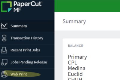 laptop printing step 3 - select "web print"