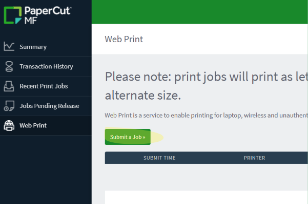 laptop printing step 4 - select "submit a job"