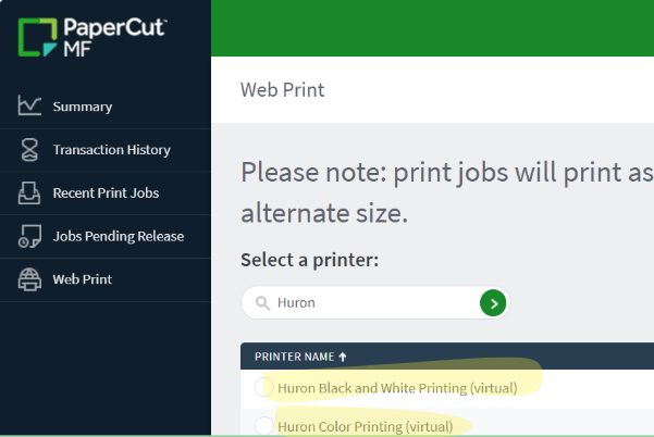 laptop printing step 5 - search for huron printers