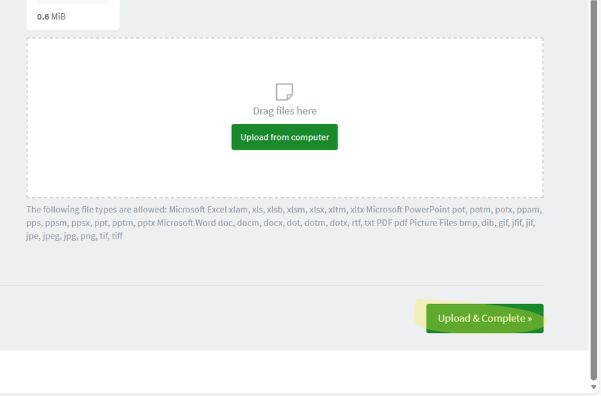 laptop printing step 7/8 - upload document and select "upload & complete"