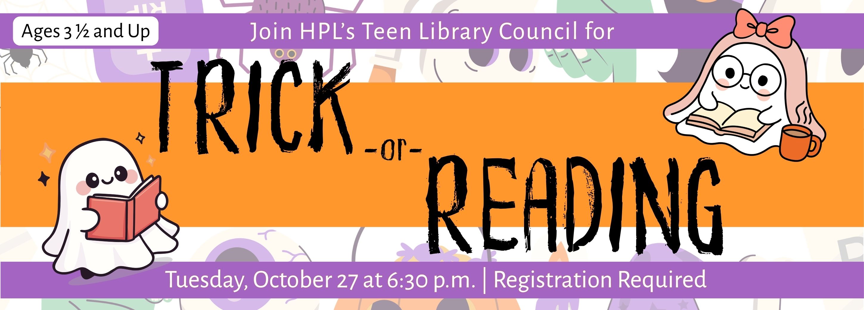 Trick or Reading on October 27 at 6:30 p.m.